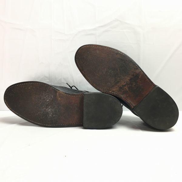 80s-90s Vintage USA Long Wingtip Business Shoes Size 9.5E 27.0-27.5 Black(USED)