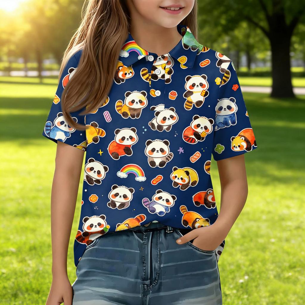 Kids Casual Short Sleeve Polo Shirt Animal Print T Shirt Lightweight Breathable Comfortable Daily Wear for Boys and Girls