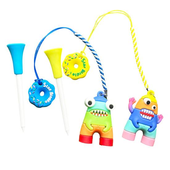 Anti Lost Plastic Golf Tee Hanger Cartoon Golf Tee Ring with Strap Tee Loss Prevention Golf Accessories for Men Women Golfer Gifts