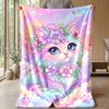 Girly Fantasy Cat Theme blanket Lightweight Warm Flannel Blanket Decorative Throw Blanket for Home Decoration
