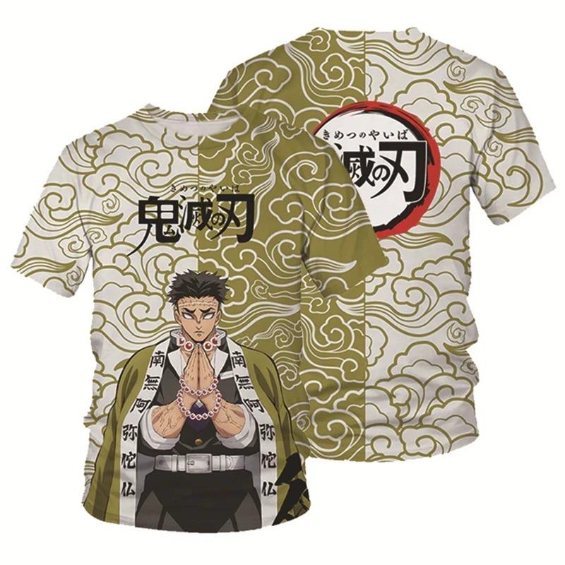 Sudadera de Manga Corta para Niños Top de Dibujos Animados Camiseta Estampada en 3D Anime Demon Slayer Niños Niñas Verano Moda Urbana Camiseta Top