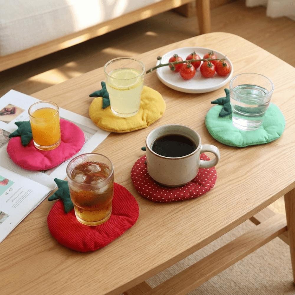 Thick Tomato Shaped Coaster Anti-Scalding Insulation Pad Jewelry Pad Fabric Coaster Kitchen