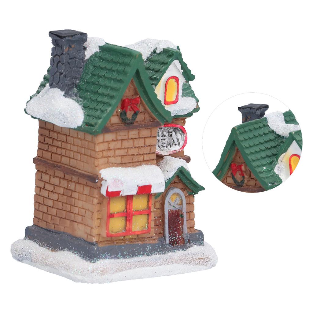Resin Christmas Scene Village Houses Town with LED Light Battery Operate for Christmas Holiday
