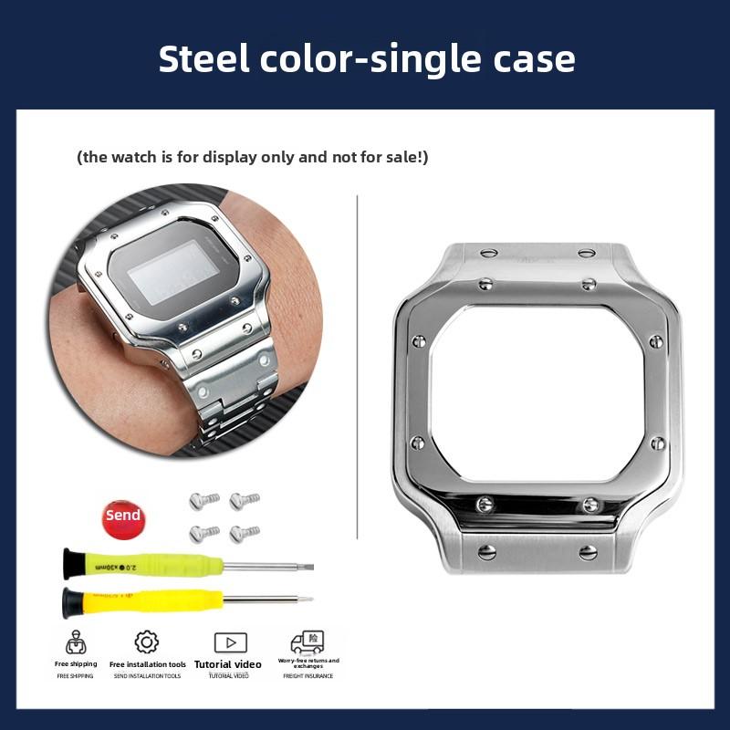 For Casio DW5600 GW-B5600 3229 small square series Modification Stainless Steel Metal Case watchband Rubber Strap men Bracelet