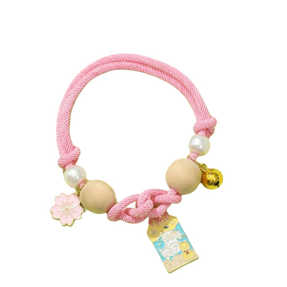Ethnic Design Cat Flea Collar Handmade Pet Wooden Ball Collar  Outdoor Use S розовый