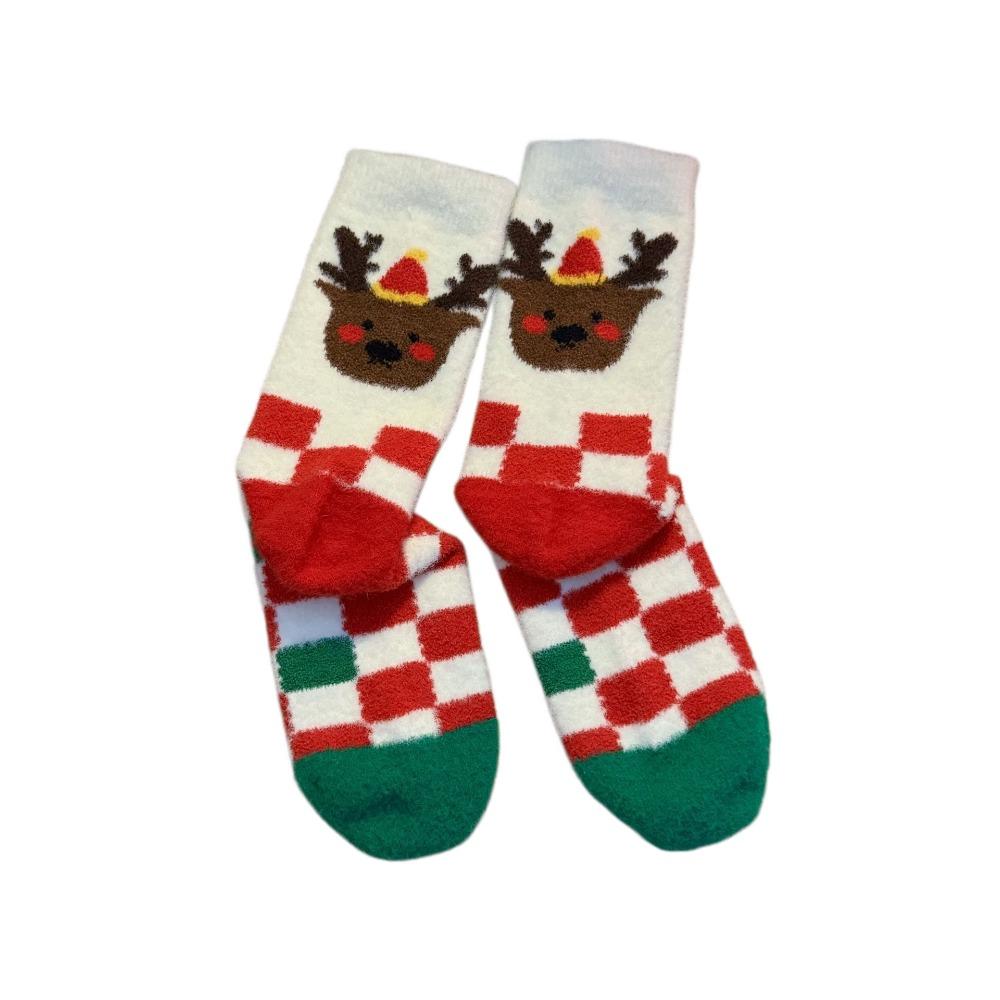Christmas Tree Christmas Thick Thermal Socks X-mas Elk Santa Claus Thickened Floor Socks Mid-calf Sleeping Slipper Socks Winter