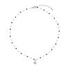 N Black Beads Ball Chain Daisy Necklace (C2601-AN1034_SV)