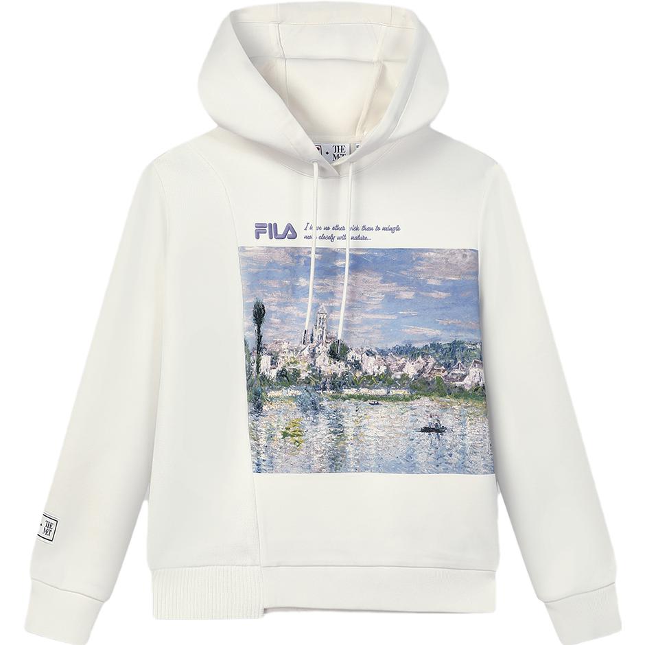 

FILA 2023 Autumn New Knit Hooded Sweatshirt Loose Fashion Monet Print Women tops Ceramic-White F11W348218F-IV XXL