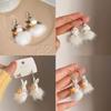 Fashionable Animal Earring White Plush Rabbit Pendant Earrings Women Girls Gift