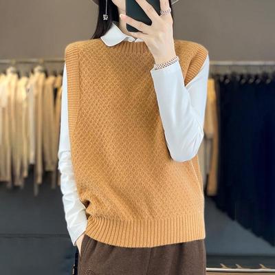 Women's Cashmere Vest Qinghe Cashmere 30% Cashmere 70% Wool Women's Autumn and Winter Cashmere Vest Soft and Warm