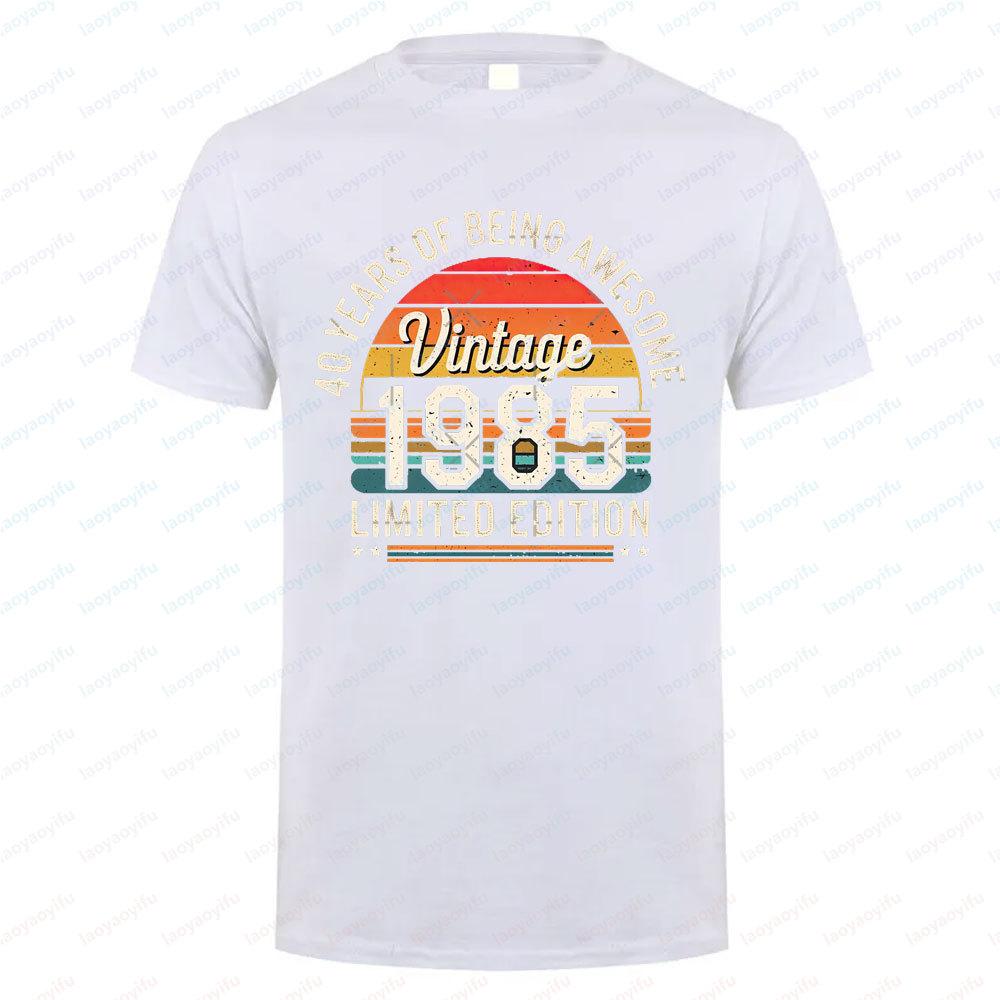1985 Year Vintage Cotton T Shirt Retro 80s Style Short Sleeve Classic Casual Oneck Tee Unisex for Men Women 40th Birthday Gift