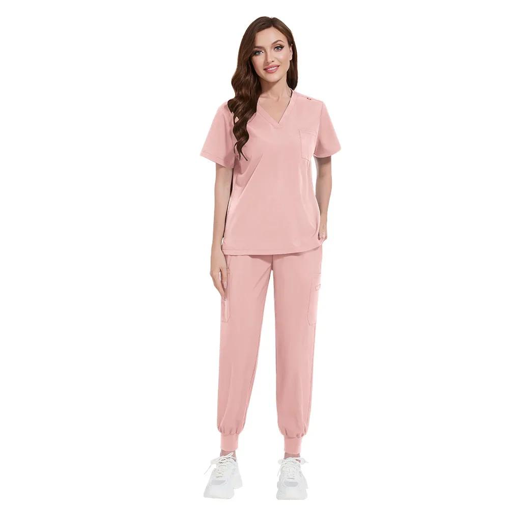 Quick-Dry Stretch Fabric Medical Uniform Women Scrub Nursing Set Doctor Nurse Outfit Pediatric Surgery Uniform Nurse Accessories