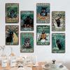 Black Cat Tin Sign Metal Plaque Read Books Drink Wine Pet Metal Poster Vintage Wall Decor for Coffee Shop Kitchen Bathroom Home