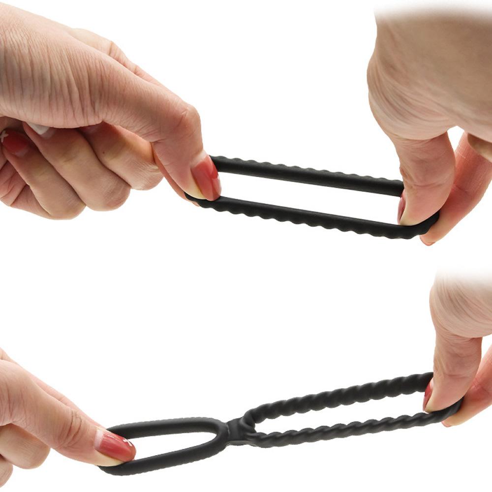 Men's Twisted Tire Double Silicone Locking Ring Dual-Ring Delay Sleeve Deep Stimulation Adult Toy