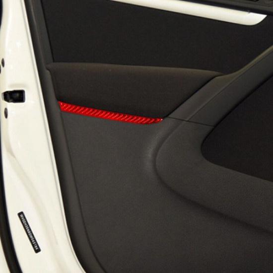 2Pcs For Volkswagen Tiguan 13-17 Red Carbon Fiber Front Door Panel Frame Cover