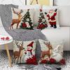 Printed Elk Rabbit Santa Snowman Holiday Decorative Linen Cushion Cover Christmas Pillowcase For Living Room Bedroom