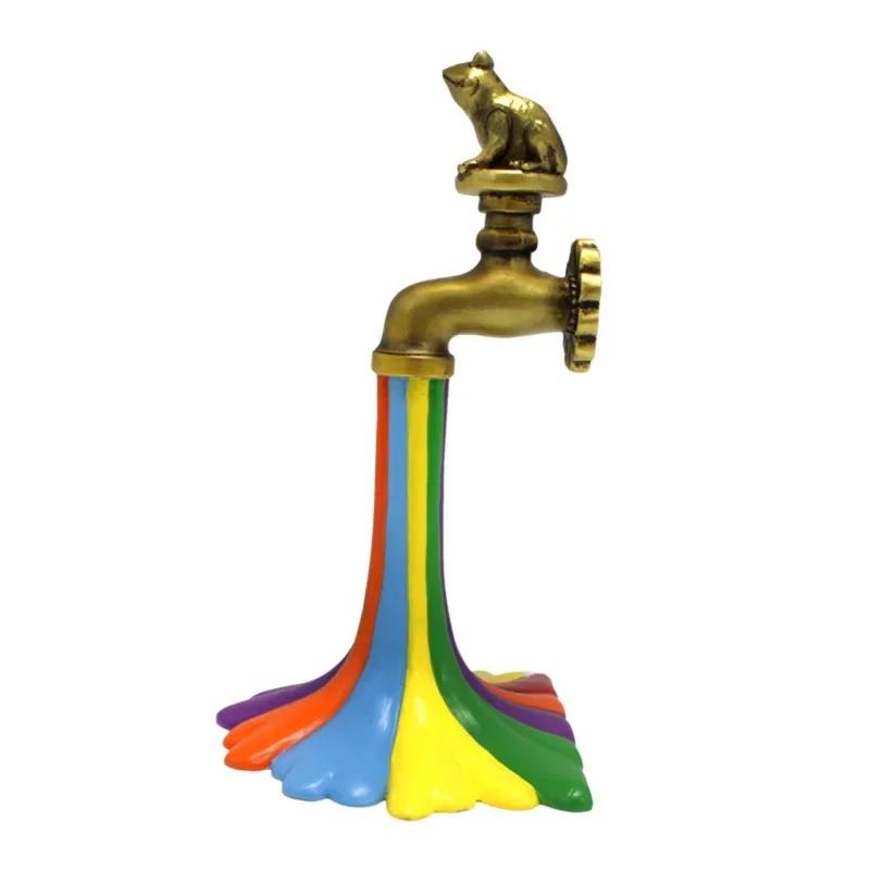 Frog Statue for Garden Rainbow Faucet Outdoor Statue Patio Courtyard Decorations Household Decor Bookends Ornament