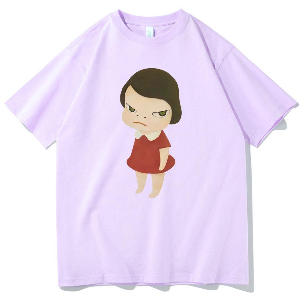 Yoshitomo Nara Red Dress Girl Graphic Print Tshirt Men Women Fashion Cartoon Harajuku Tshirts Male Cute Funny Oversized T Shirt