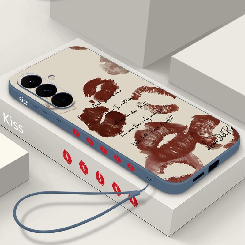 Coque Mode Motif Baisers Lèvres Pour Samsung Galaxy S26 S25 Ultra S24 S23 S22 Plus S21 FE A15 A16 A17 A35 A36 A54 A55 A56 5G Coque Souple
