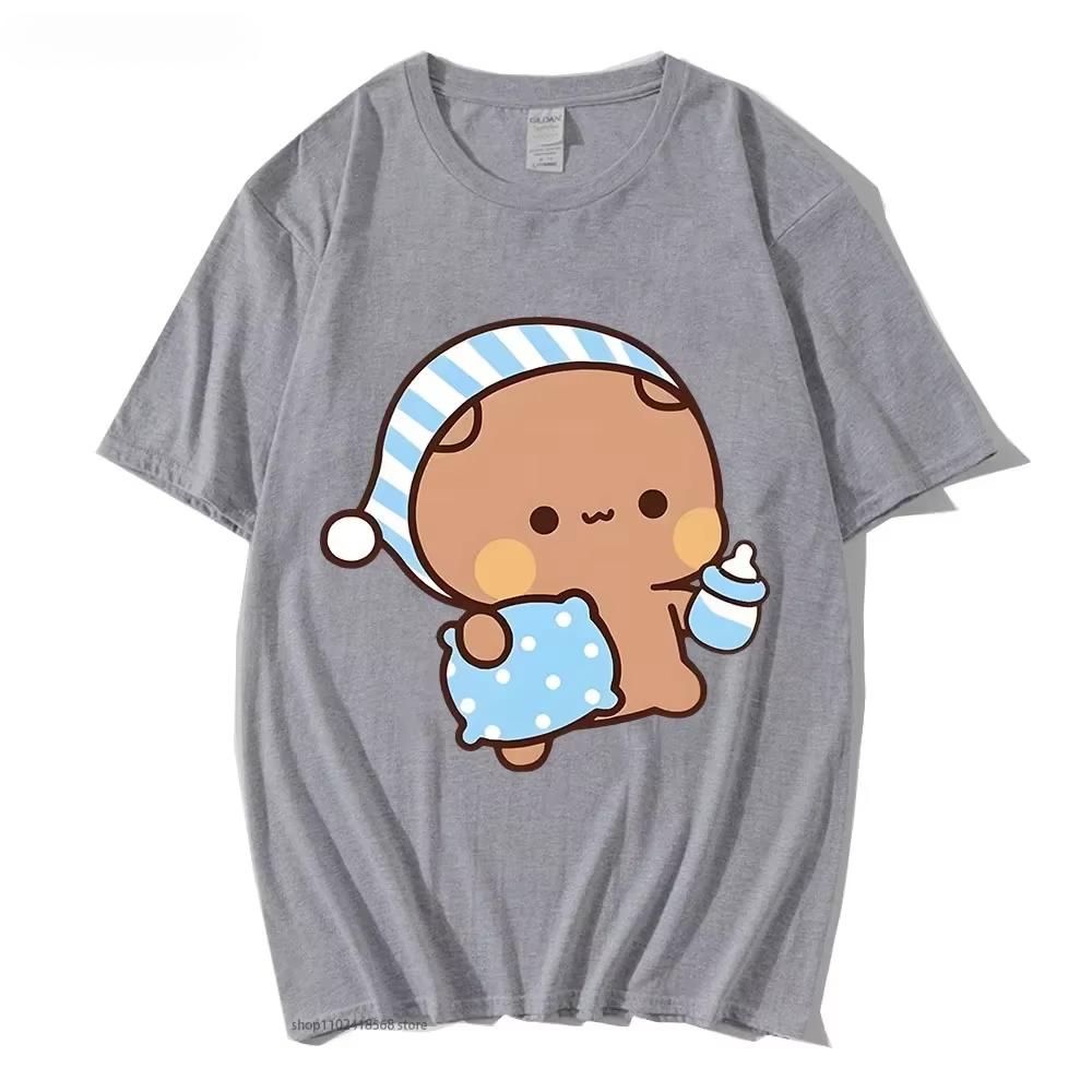 

Couple Tshirt Cute BuBu Panda Going To Sleep with DuDu Bear Graphic Tshirt Women Clothes Sleeve Tops Womens Clothing L