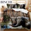 Elephant Duvet Cover Set African Wildlife Animal Personalized Design Twin Comforter Cover Rainbow Elephant Polyester Qulit Cover
