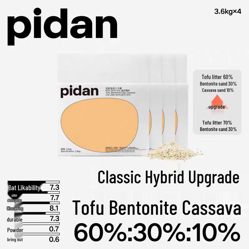 Lettiera Deodorante Senza Polvere Pidan per Gatti: Classico Mix Tofu-Bentonite al Profumo di Caffè, 4 Sacchi.