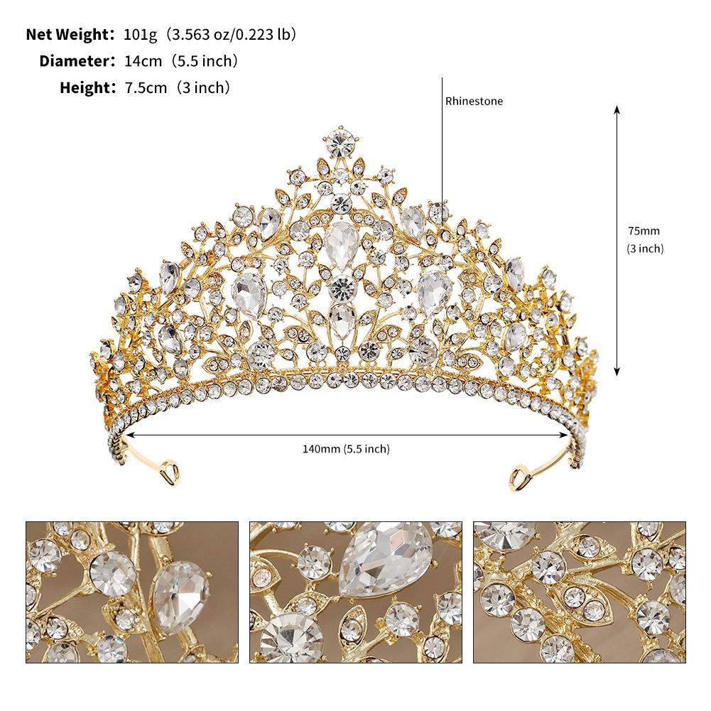Versatile Bridal Wedding Hair Accessories Light Luxury Diamond Birthday Party Crown Baroque Retro Rhinestone Crown