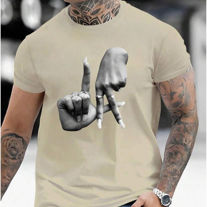 Neues Sommer-T-Shirt für Herrenmode mit Fingergesten-Aufdruck für Herren
