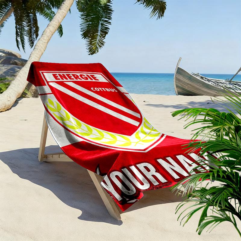 Benutzerdefinierter Name Energie Cottbus Aufdruck Strandtuch, Großes Weiches Schnelltrocknendes Handtuch für Strand Camping Schwimmen_xia