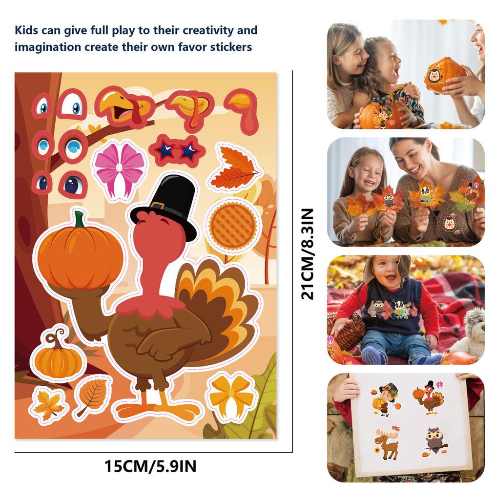 Cm2408007 Adorable Childrens Cartoon Interactive Puzzle Stickers For Thanksgiving Fun