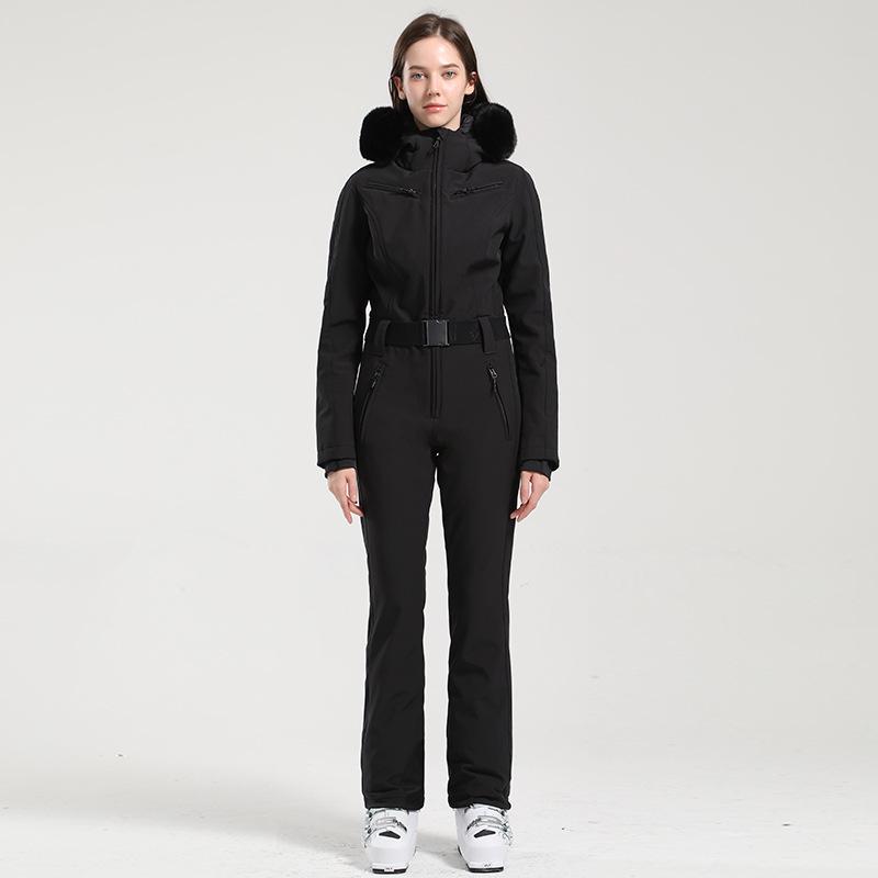 Women's Slim-Fit Windproof Double-Board Ski Suit: Thickened, Warm, Waterproof, and One-Piece Design for Outdoor Sports.