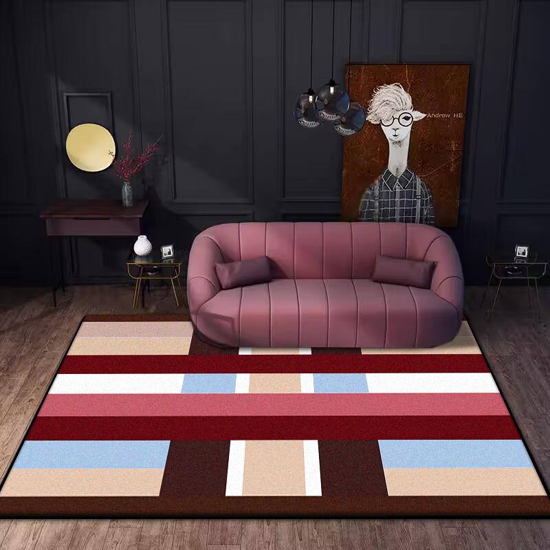 Jednoduchý pruhovaný koberec Moderní lehký luxus Velká plocha Koberečky pod pohovku do obývacího pokoje Severský dekor ložnice Koberec Domácí pokoj Plyšové koberce
