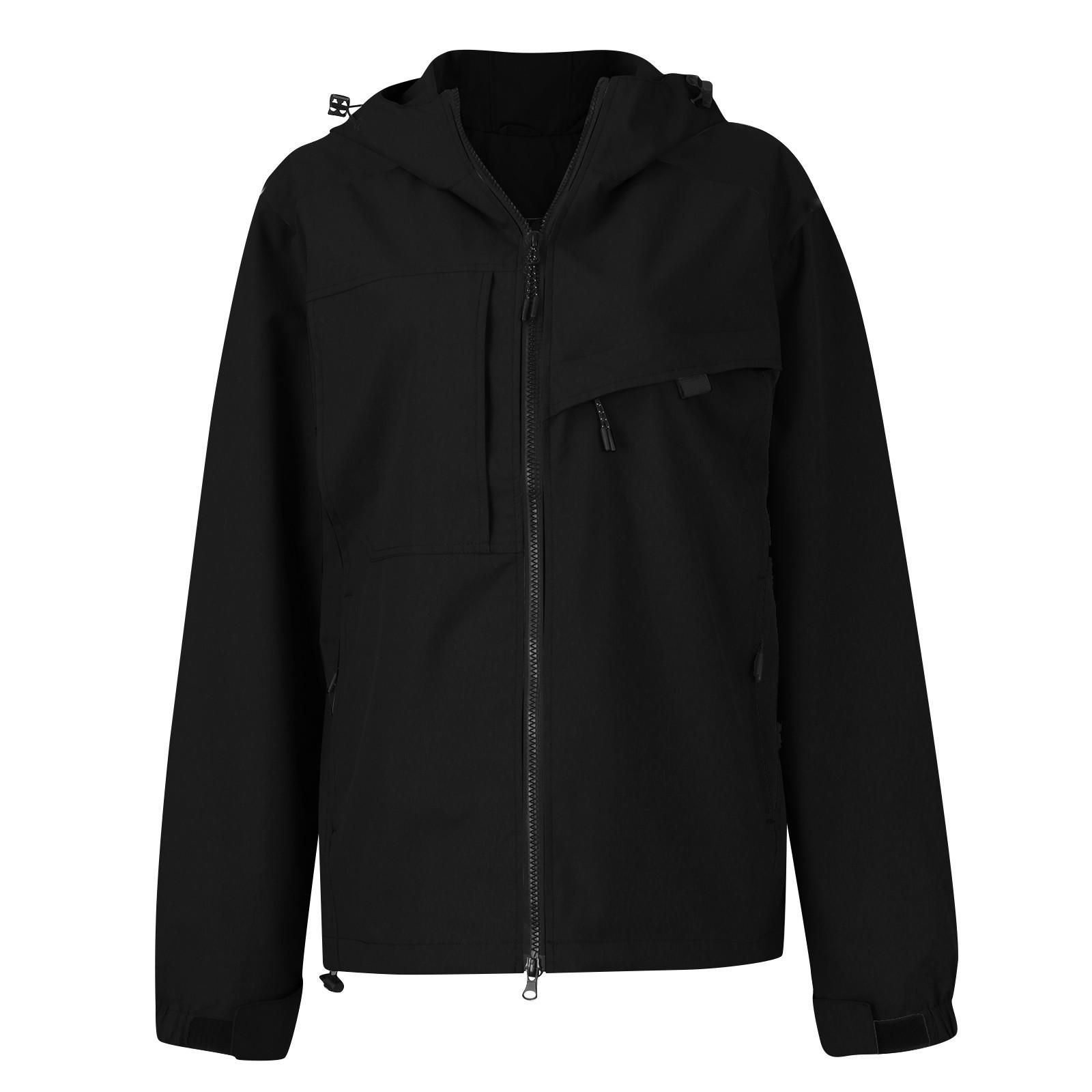 

Women s Solid-color Hooded Long-sleeved Windbreaker, Mountaineering Sports Windbreaker, Jacket And Top M чорний