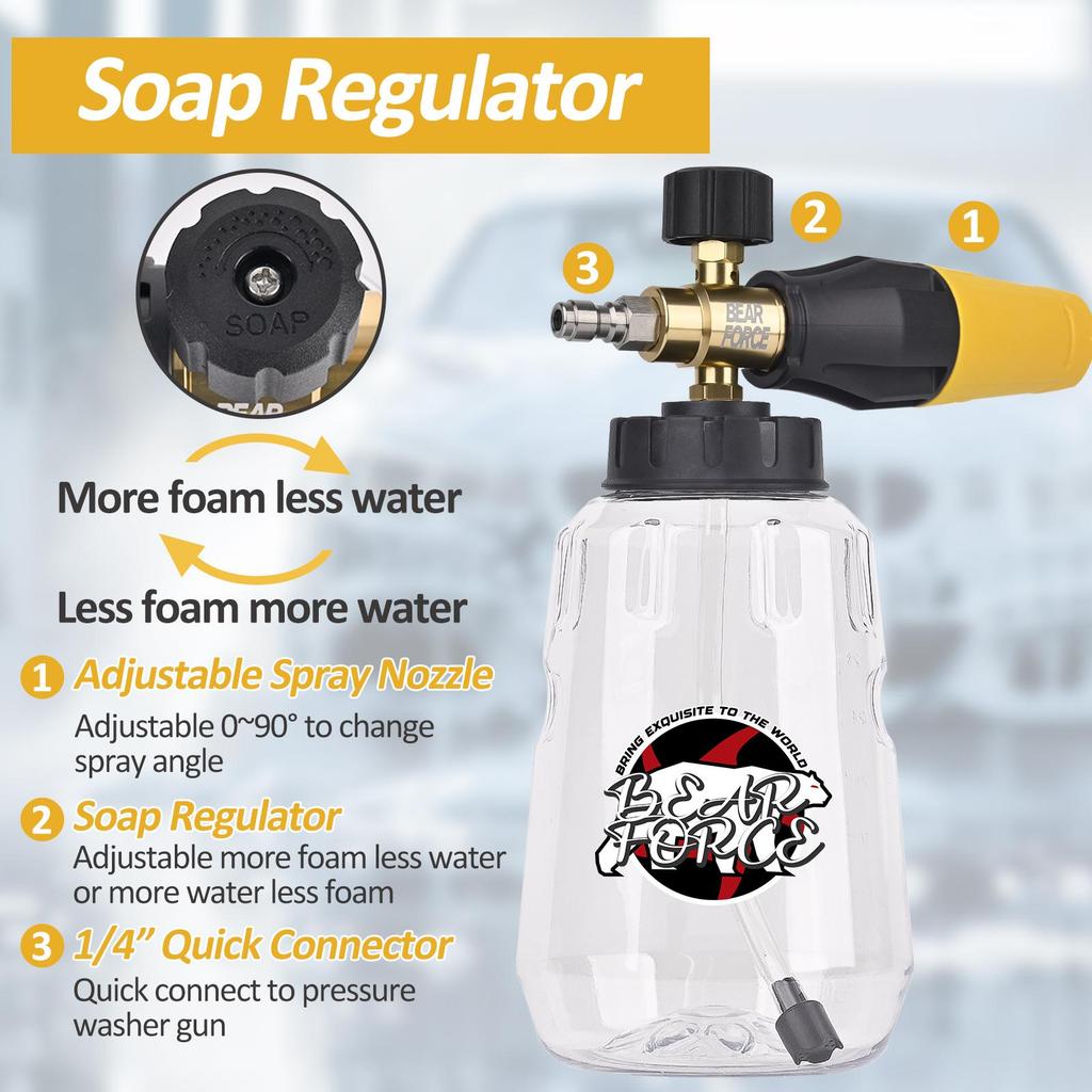 Pressure Washer Aluminum Foam Cannon Foam Generator Snow Foam Lance with 1/4” Quick Connector for Portland Husky Ryobi Greenworks