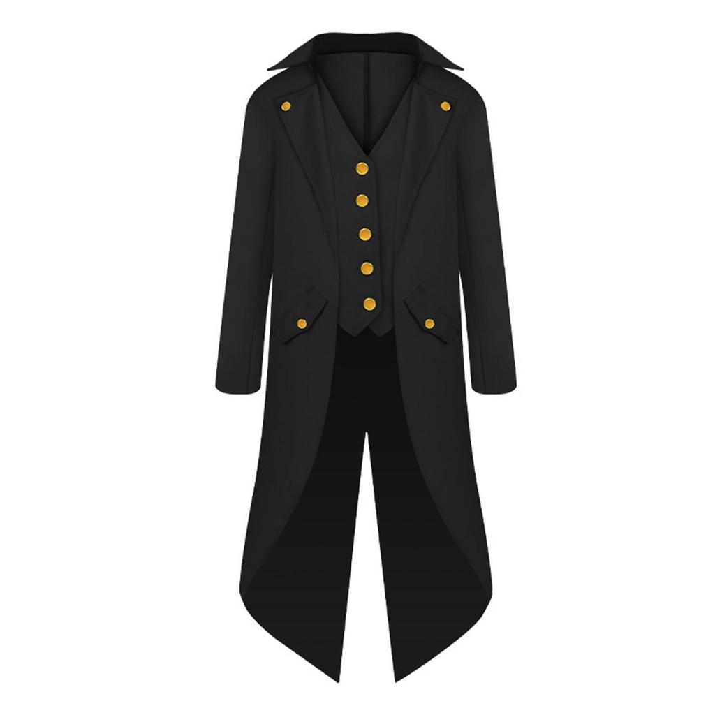 Çocuk Boys 'Steampunk Ceket Gotik Tailcoat Kostüm Smokin Korsan 8-12 Yıl