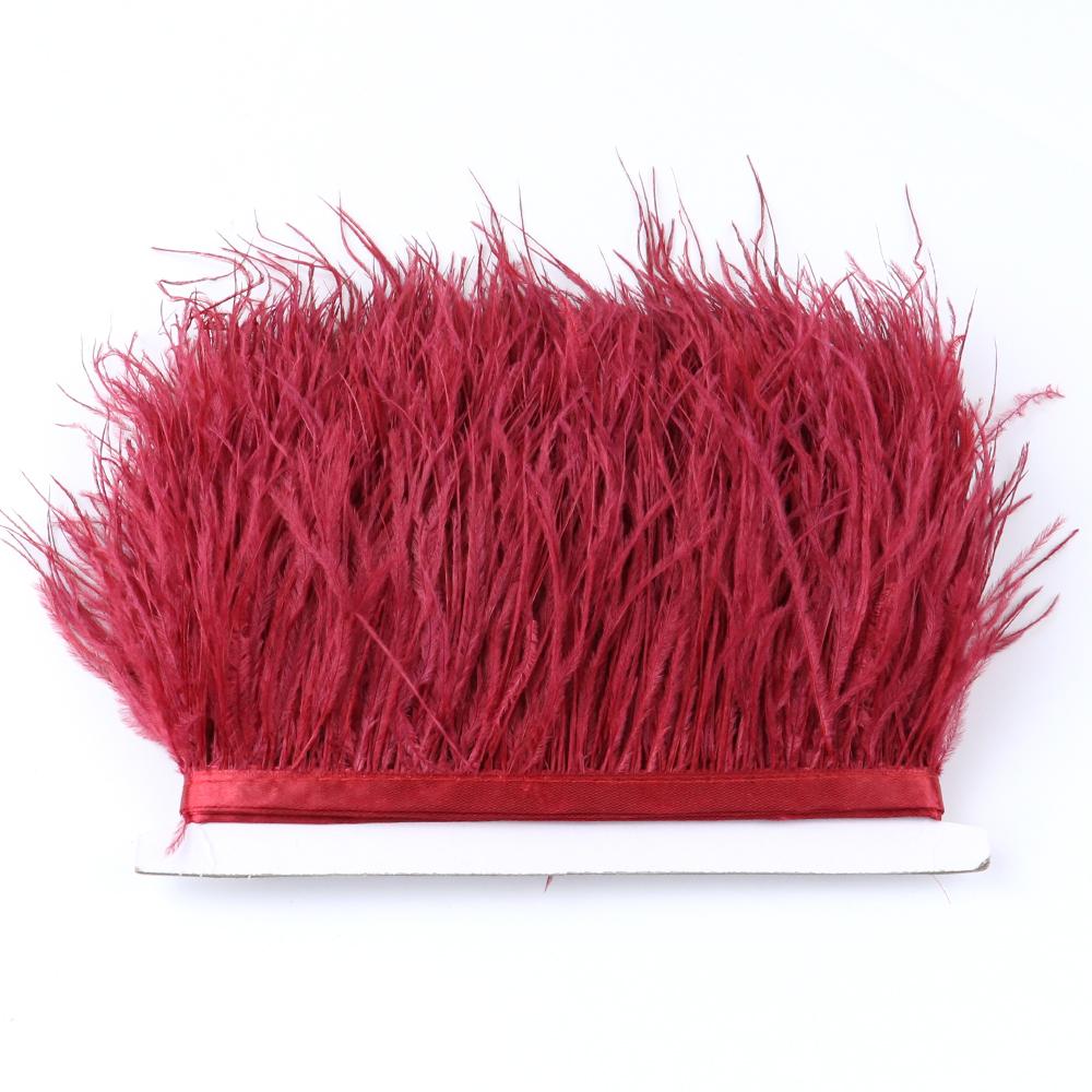 1Meter Colorful Real Ostrich Feather Trims Ribbon 8-10cm White Plumes for Party Dress Clothing Decoration Sewing Feathers Crafts