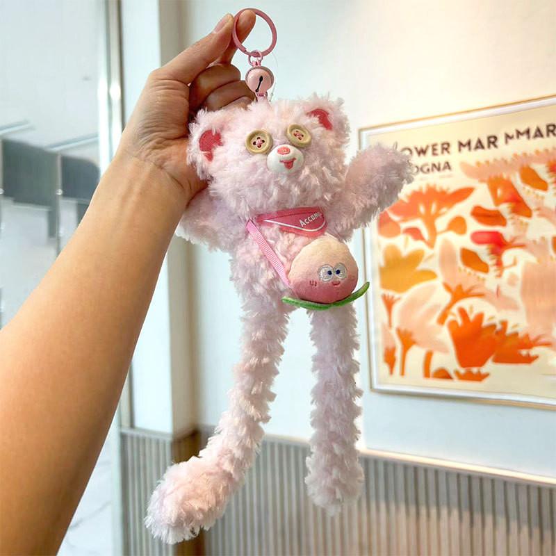 

Длинный плюшевый мягкий брелок-медведь для ног, очаровательная игрушка, брелок для сумки, подвеска, подарок для всех возрастов Peach Bear