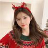 Christmas Deer Antler Headband Red Forest Style, Festive Reindeer Hair Band for Women Girls Children Holiday