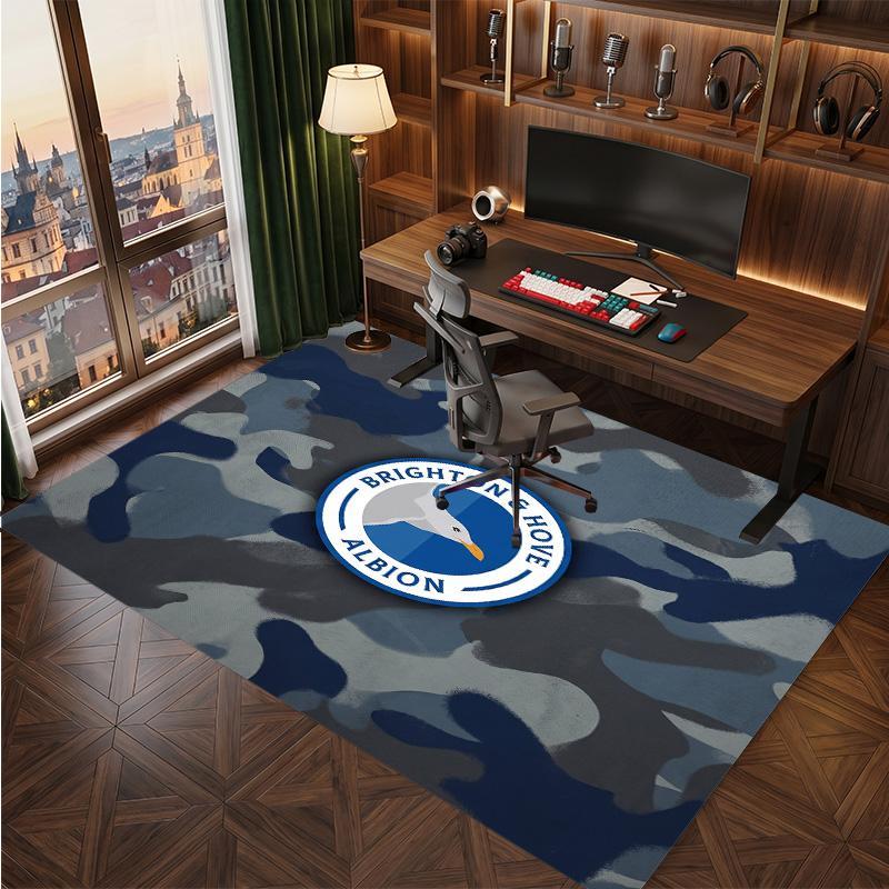Brighton & Hove Albion Football Print Crystal Velvet Rug, Comfortable Water Absorbent Non Slip Indoor Floor Carpet