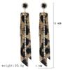 Meier Vintage Exaggerated Rhinestone Dangle Earrings, Japanese & Korean Style Long Fabric Leopard Print Stud Earrings