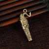 Vintage Brass Dragon Carved Whistle with Keychain Hole High Decibel Loud Portable Whistle for Outdoor Camping Travel Emergency