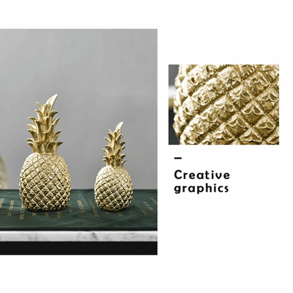 Golden Gold Pineapple Resin Ornament Golden Fruit Decorative Figurine  Entryway Table Layout Accent S