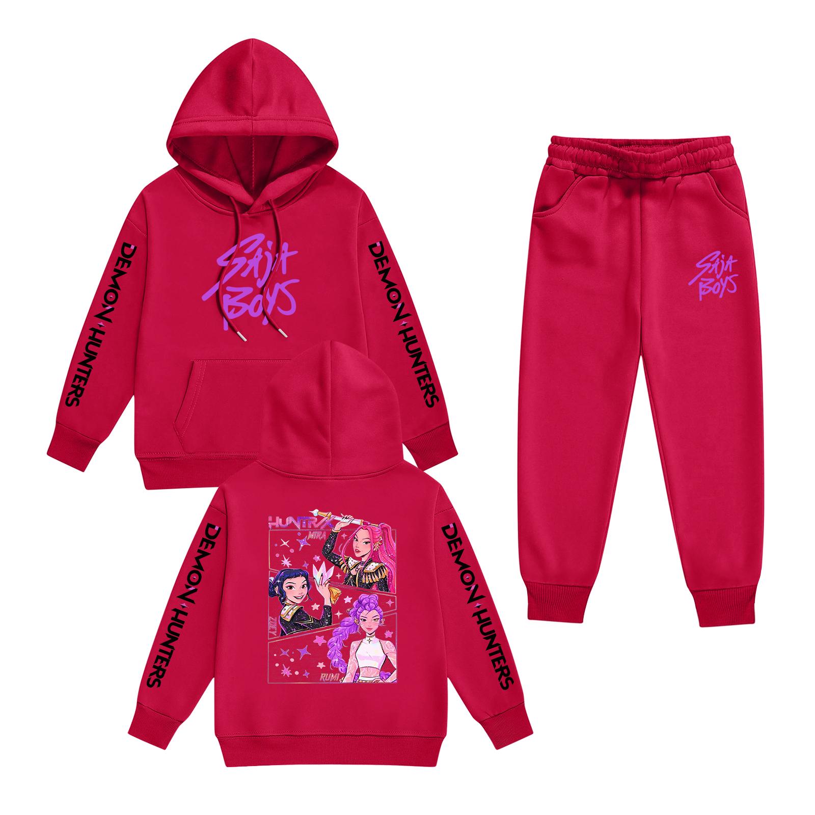

Kids Long Sleeve Loose Pullover Letter Print Drawstring Hooded Sweatshirt Set 160