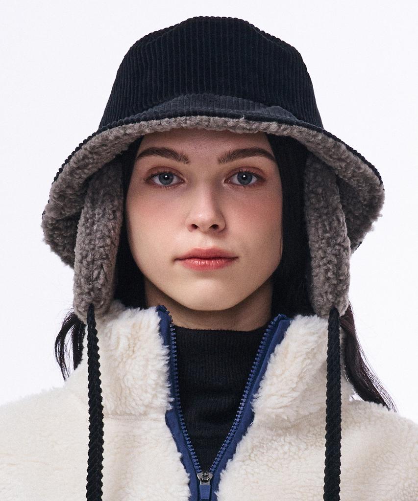 Hwaiteusaenjeu Corduroy Earmuff Bucket Hat Munster (8 Colors)