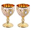 2PCS Small Zinc Alloy Goblet 30ml Capacity Embossed Wine Glass Metal Wine Cup  Banquet Celebration