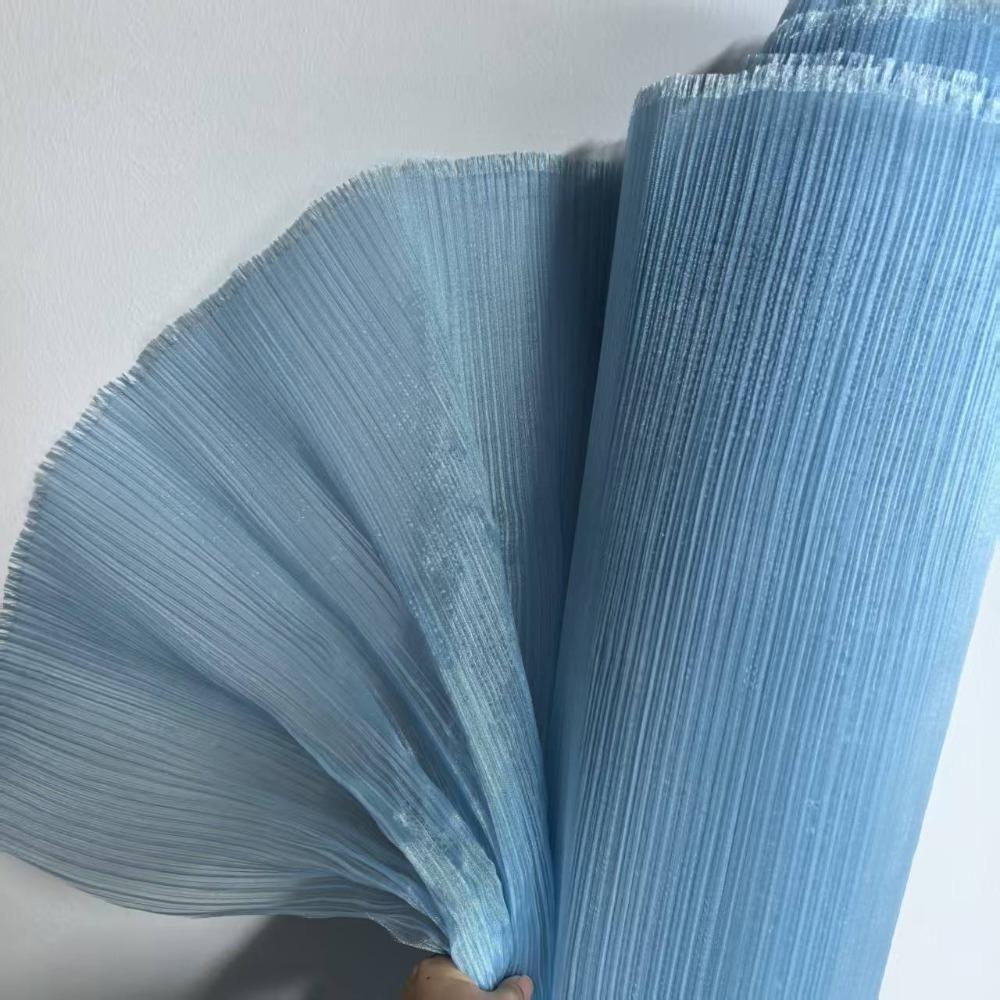 Thin Sheer Pleated Organza Fabric Bright Pleated Stiff Mesh Organza Dress Fabric Soft Comfortable DIY Sewing Fabric
