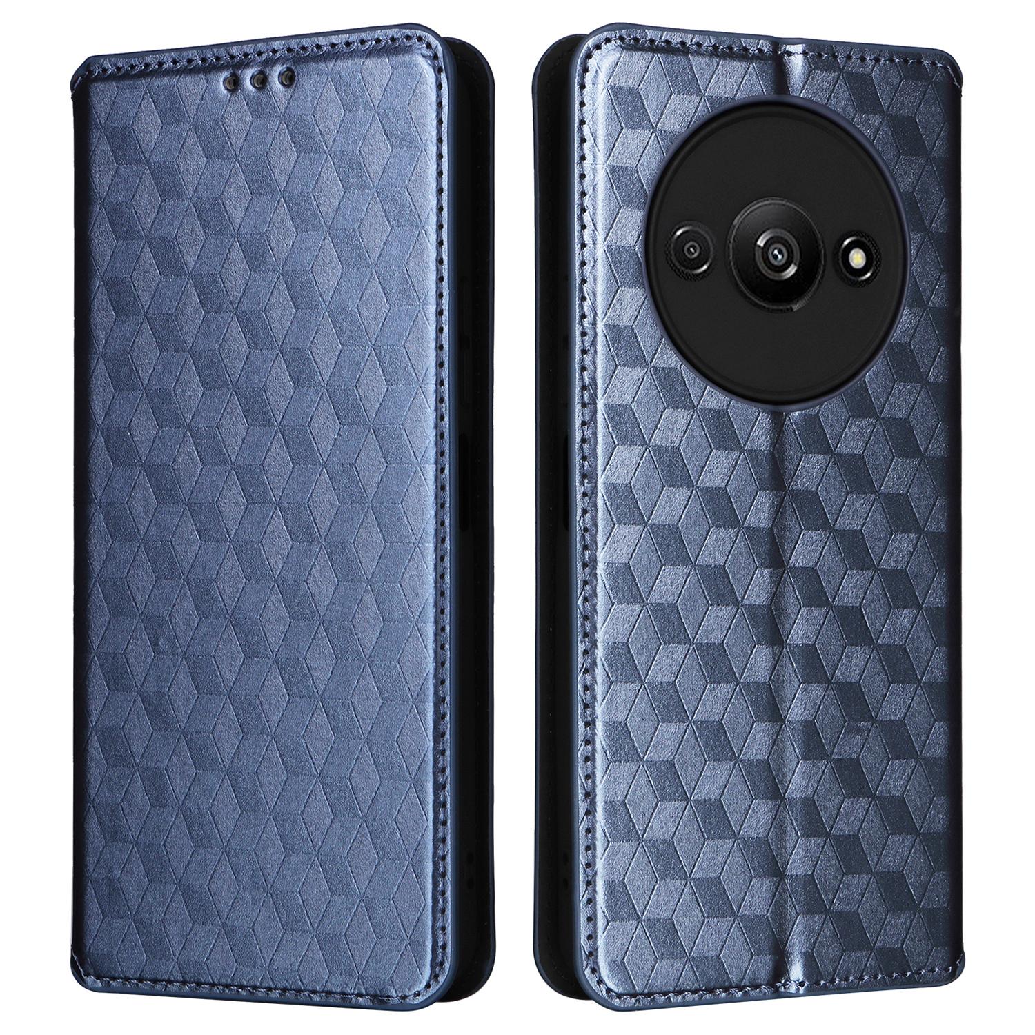 

Для Xiaomi Redmi A3 4G/Poco C61 4G Чехол-кошелек из ПУ кожи Чехол для телефона с ромбовидным тиснением Blue