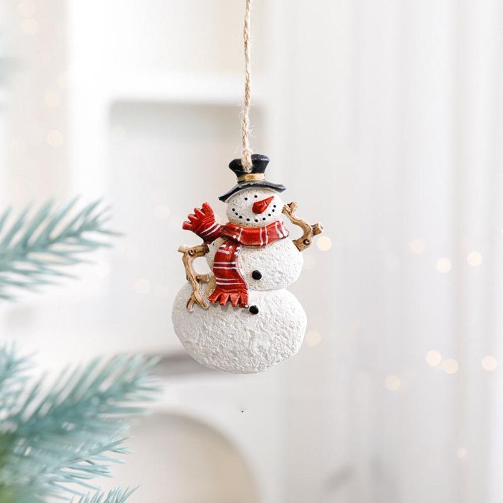 Resin Christmas Tree Hanging Ornament Snowman Xmas Pendant Festive Ornaments