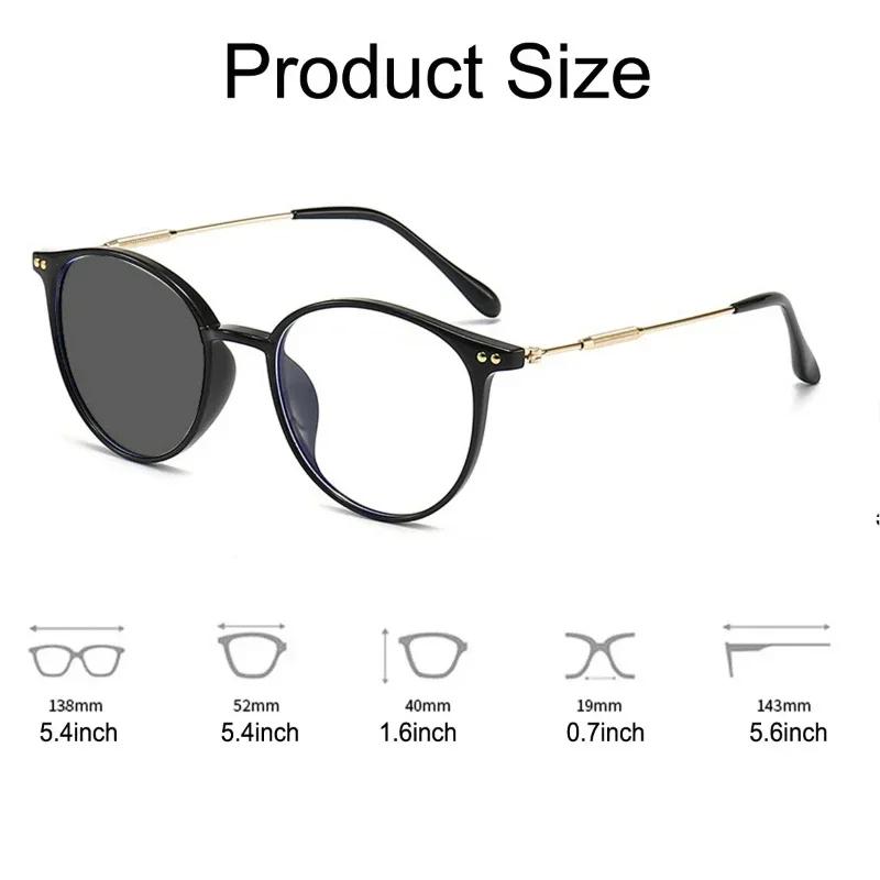 Fashion Retro Trendy Photochromic Glasses Men Women Blue Light Blocking Myopia Glasses Unisex Smart Discoloration Eyewear 0-1.0-4.0