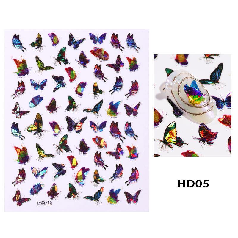8 PC Holographic 3D Nails Stickers Nail Art Laser Butterfly Sticker Decal Butterflies Manicure Decoration Tool